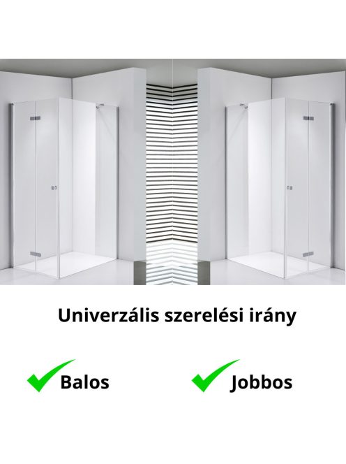 Stuxi Verona 110x120 aszimmetrikus csuklóajtós zuhanykabin 6 mm vízlepergető biztonsági üveggel, króm