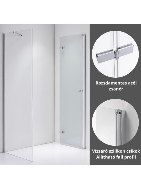 Stuxi Verona 110x70 aszimmetrikus csuklóajtós zuhanykabin 6 mm vízlepergető biztonsági üveggel, króm