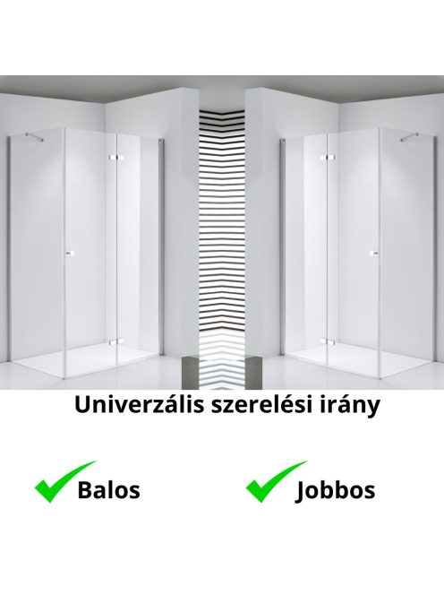 Stuxi Verona 110x80 aszimmetrikus csuklóajtós zuhanykabin 6 mm vízlepergető biztonsági üveggel, króm