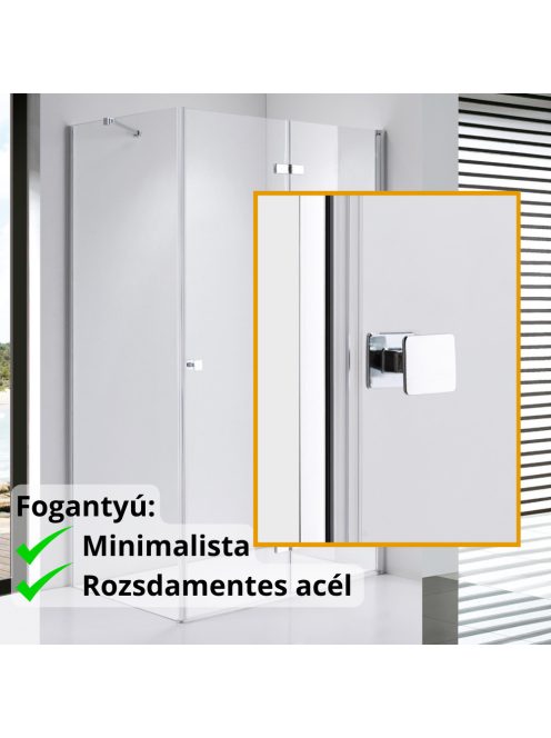 Stuxi Verona 110x90 aszimmetrikus csuklóajtós zuhanykabin 6 mm vízlepergető biztonsági üveggel, króm