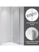Stuxi Verona 110 cm széles csukló zuhanyajtó, 6 mm vízlepergető üveggel, króm profillal