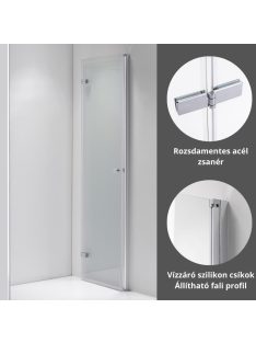   Stuxi Verona 110 cm széles csukló zuhanyajtó, 6 mm vízlepergető üveggel, króm profillal