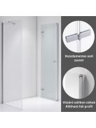 Stuxi Verona 120x100 aszimmetrikus csuklóajtós zuhanykabin 6 mm vízlepergető biztonsági üveggel, króm