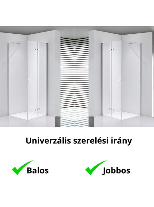 Stuxi Verona 120x120 cm szögletes csuklóajtós zuhanykabin, 6 mm vízlepergető üveggel, króm elemekkel