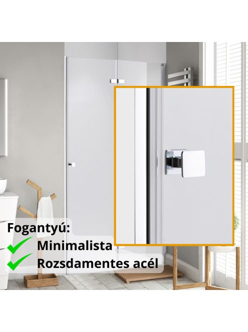 Stuxi Verona 120 cm széles csukló zuhanyajtó, 6 mm vízlepergető üveggel, króm profillal