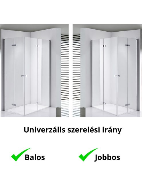Stuxi Verona Duo 70x110 aszimmetrikus két csuklóajtós zuhanykabin 6 mm vízlepergető üveggel, króm