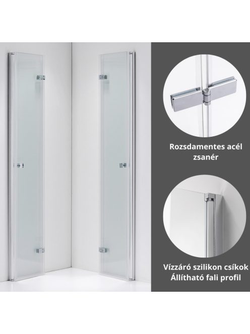 Stuxi Verona Duo 70x70 cm szögletes két csuklóajtós zuhanykabin, 6 mm vízlepergető üveggel, króm