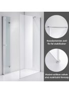 Stuxi Verona 70x100 aszimmetrikus csuklóajtós zuhanykabin 6 mm vízlepergető biztonsági üveggel, króm