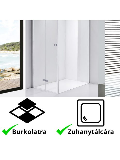 Stuxi Verona 70x120 aszimmetrikus csuklóajtós zuhanykabin 6 mm vízlepergető biztonsági üveggel, króm