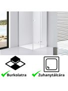 Stuxi Verona 70x70 cm szögletes csuklóajtós zuhanykabin, 6 mm vízlepergető üveggel, króm elemekkel