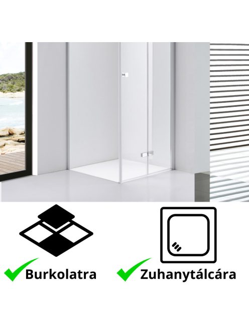 Stuxi Verona 70x70 cm szögletes csuklóajtós zuhanykabin, 6 mm vízlepergető üveggel, króm elemekkel