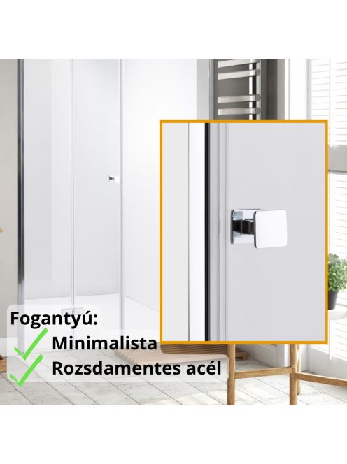 Stuxi Verona Fix 150 cm (70+80) széles csukló zuhanyajtó fix fallal, 6 mm vízlepergető üveggel, króm profillal, 195 cm magas