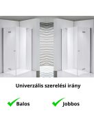 Stuxi Verona 70x80 aszimmetrikus csuklóajtós zuhanykabin 6 mm vízlepergető biztonsági üveggel, króm