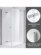 Stuxi Verona 70x90 aszimmetrikus csuklóajtós zuhanykabin 6 mm vízlepergető biztonsági üveggel, króm