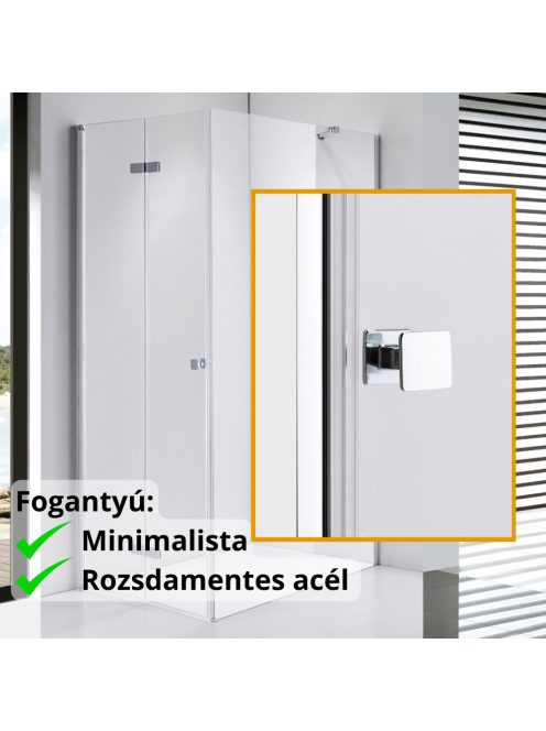 Stuxi Verona 70x90 aszimmetrikus csuklóajtós zuhanykabin 6 mm vízlepergető biztonsági üveggel, króm