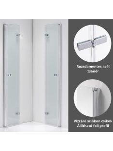  Stuxi Verona Duo 90x90 cm szögletes két csuklóajtós zuhanykabin, 6 mm vízlepergető üveggel, króm