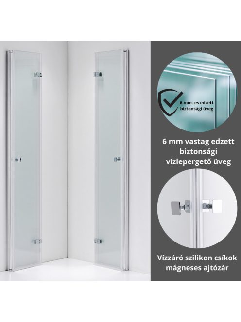 Stuxi Verona Duo 90x90 cm szögletes két csuklóajtós zuhanykabin, 6 mm vízlepergető üveggel, króm