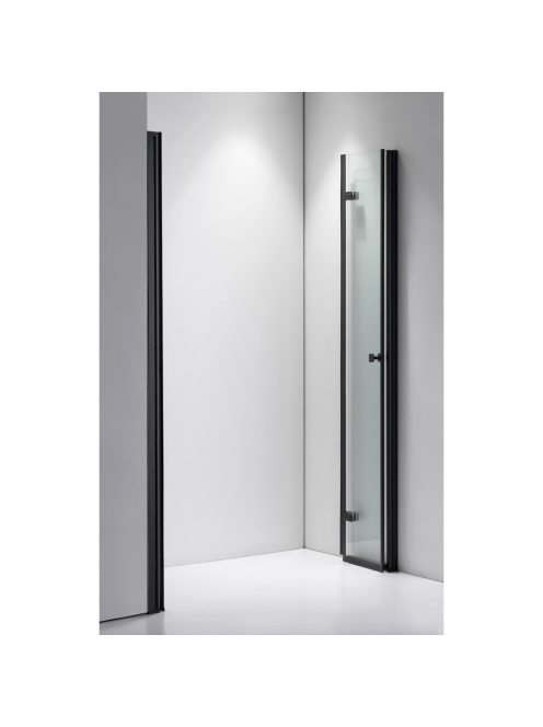 Stuxi Verona Big Black 200 cm széles kétszárnyú csukló zuhanyajtó (100+100 cm), 6 mm vízlepergető üveggel, matt fekete profillal, 195 cm magas