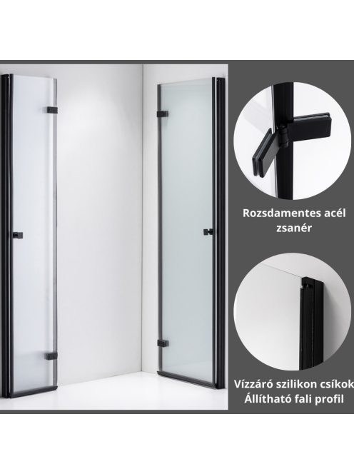 Stuxi Verona Duo Black 100x110 aszimmetrikus két csuklóajtós zuhanykabin 6 mm vízlepergető üveggel, fekete