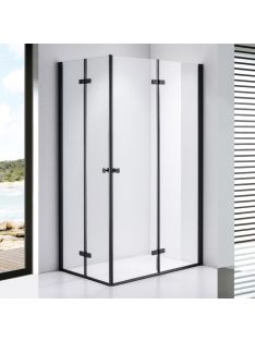   Stuxi Verona Duo Black 100x70 aszimmetrikus két csuklóajtós zuhanykabin 6 mm vízlepergető üveggel, fekete