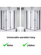 Stuxi Verona Duo Black 100x90 aszimmetrikus két csuklóajtós zuhanykabin 6 mm vízlepergető üveggel, fekete