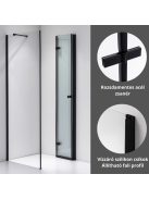 Stuxi Verona Black 100x100 cm szögletes csuklóajtós zuhanykabin, 6 mm vízlepergető üveggel, fekete elemekkel
