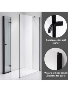   Stuxi Verona Black 100x110 aszimmetrikus csuklóajtós zuhanykabin 6 mm vízlepergető biztonsági üveggel, fekete