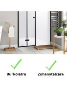 Stuxi Verona Fix Black 180 cm (100+80) széles csukló zuhanyajtó fix fallal, 6 mm vízlepergető üveggel, matt fekete profillal, 195 cm magas