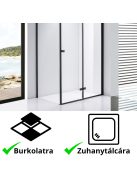 Stuxi Verona Black 100x80 aszimmetrikus csuklóajtós zuhanykabin 6 mm vízlepergető biztonsági üveggel, fekete