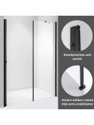 Stuxi Verona Fix Black 190 cm (100+90) széles csukló zuhanyajtó fix fallal, 6 mm vízlepergető üveggel, matt fekete profillal, 195 cm magas