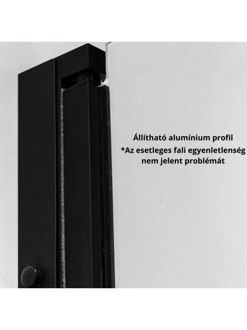 Stuxi Verona Black 100 cm széles csukló zuhanyajtó, 6 mm vízlepergető üveggel, fekete profillal