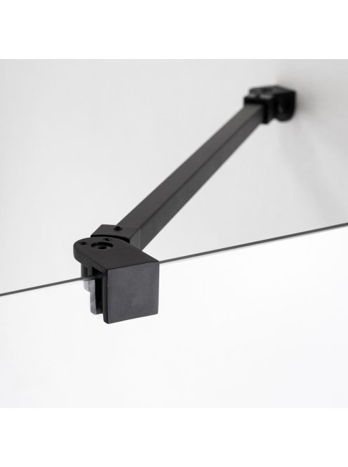 Stuxi Verona Fix Black 210 cm (110+100) széles csukló zuhanyajtó fix fallal, 6 mm vízlepergető üveggel, matt fekete profillal, 195 cm magas