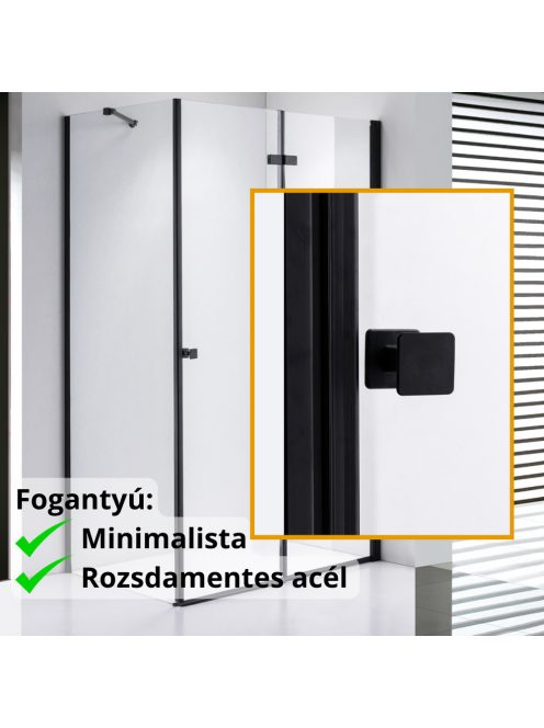 Stuxi Verona Black 110x100 aszimmetrikus csuklóajtós zuhanykabin 6 mm vízlepergető biztonsági üveggel, fekete