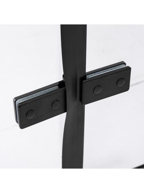 Stuxi Verona Fix Black 220 cm (110+110) széles csukló zuhanyajtó fix fallal, 6 mm vízlepergető üveggel, matt fekete profillal, 195 cm magas