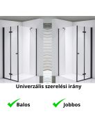 Stuxi Verona Black 110x120 aszimmetrikus csuklóajtós zuhanykabin 6 mm vízlepergető biztonsági üveggel, fekete