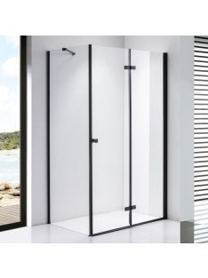   Stuxi Verona Black 110x90 aszimmetrikus csuklóajtós zuhanykabin 6 mm vízlepergető biztonsági üveggel, fekete