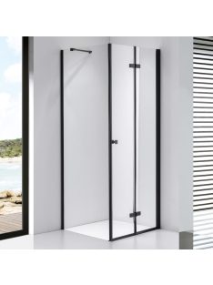   Stuxi Verona Black 120x120 cm szögletes csuklóajtós zuhanykabin, 6 mm vízlepergető üveggel, fekete elemekkel
