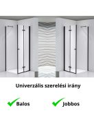 Stuxi Verona Black 120x120 cm szögletes csuklóajtós zuhanykabin, 6 mm vízlepergető üveggel, fekete elemekkel