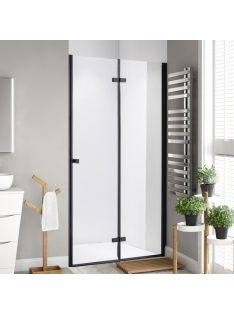   Stuxi Verona Black 120 cm széles csukló zuhanyajtó, 6 mm vízlepergető üveggel, fekete profillal