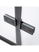 Stuxi Verona Big Black 150 cm széles aszimmetrikus kétszárnyú csukló zuhanyajtó, 6 mm vízlepergető üveggel, matt fekete profillal, 195 cm magas