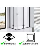 Stuxi Verona Duo Black 70x100 aszimmetrikus két csuklóajtós zuhanykabin 6 mm vízlepergető üveggel, fekete