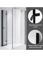 Stuxi Verona Black 70x100 aszimmetrikus csuklóajtós zuhanykabin 6 mm vízlepergető biztonsági üveggel, fekete