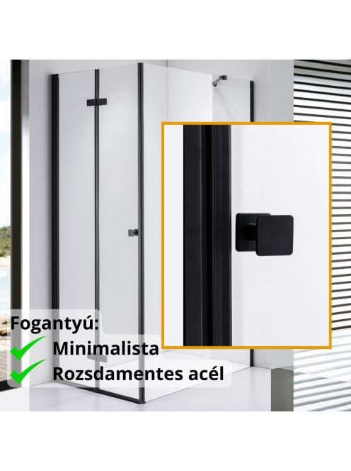 Stuxi Verona Black 70x100 aszimmetrikus csuklóajtós zuhanykabin 6 mm vízlepergető biztonsági üveggel, fekete