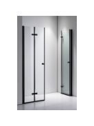 Stuxi Verona Big Black 180 cm széles aszimmetrikus kétszárnyú csukló zuhanyajtó (80+100 cm), 6 mm vízlepergető üveggel, matt fekete profillal, 195 cm magas