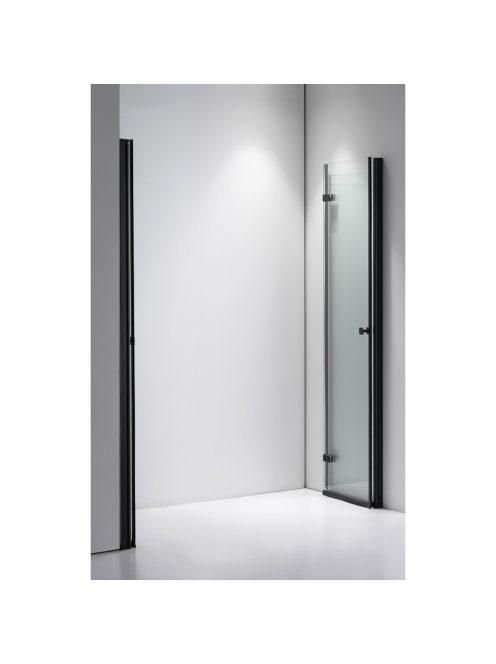 Stuxi Verona Big Black 180 cm széles aszimmetrikus kétszárnyú csukló zuhanyajtó (80+100 cm), 6 mm vízlepergető üveggel, matt fekete profillal, 195 cm magas