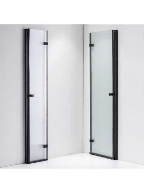 Stuxi Verona Duo Black 80x110 aszimmetrikus két csuklóajtós zuhanykabin 6 mm vízlepergető üveggel, fekete
