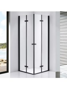  Stuxi Verona Duo Black 80x80 cm szögletes két csuklóajtós zuhanykabin, 6 mm vízlepergető üveggel, fekete
