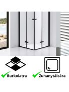 Stuxi Verona Duo Black 80x80 cm szögletes két csuklóajtós zuhanykabin, 6 mm vízlepergető üveggel, fekete