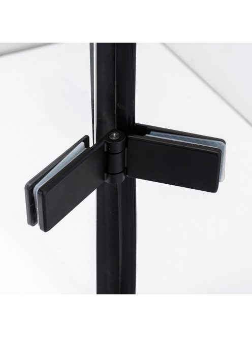 Stuxi Verona Black 80x80 cm szögletes csuklóajtós zuhanykabin, 6 mm vízlepergető üveggel, fekete elemekkel