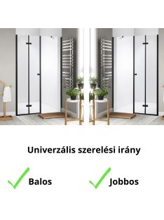   Stuxi Verona Fix Black 170 cm (80+90) széles csukló zuhanyajtó fix fallal, 6 mm vízlepergető üveggel, matt fekete profillal, 195 cm magas